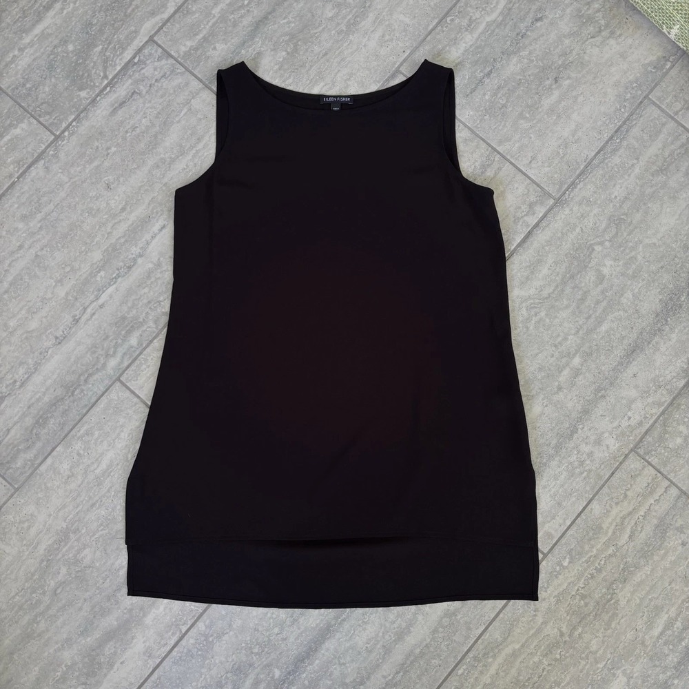 elaine fisher Black Silk High Low Sleeveless Top Size XS